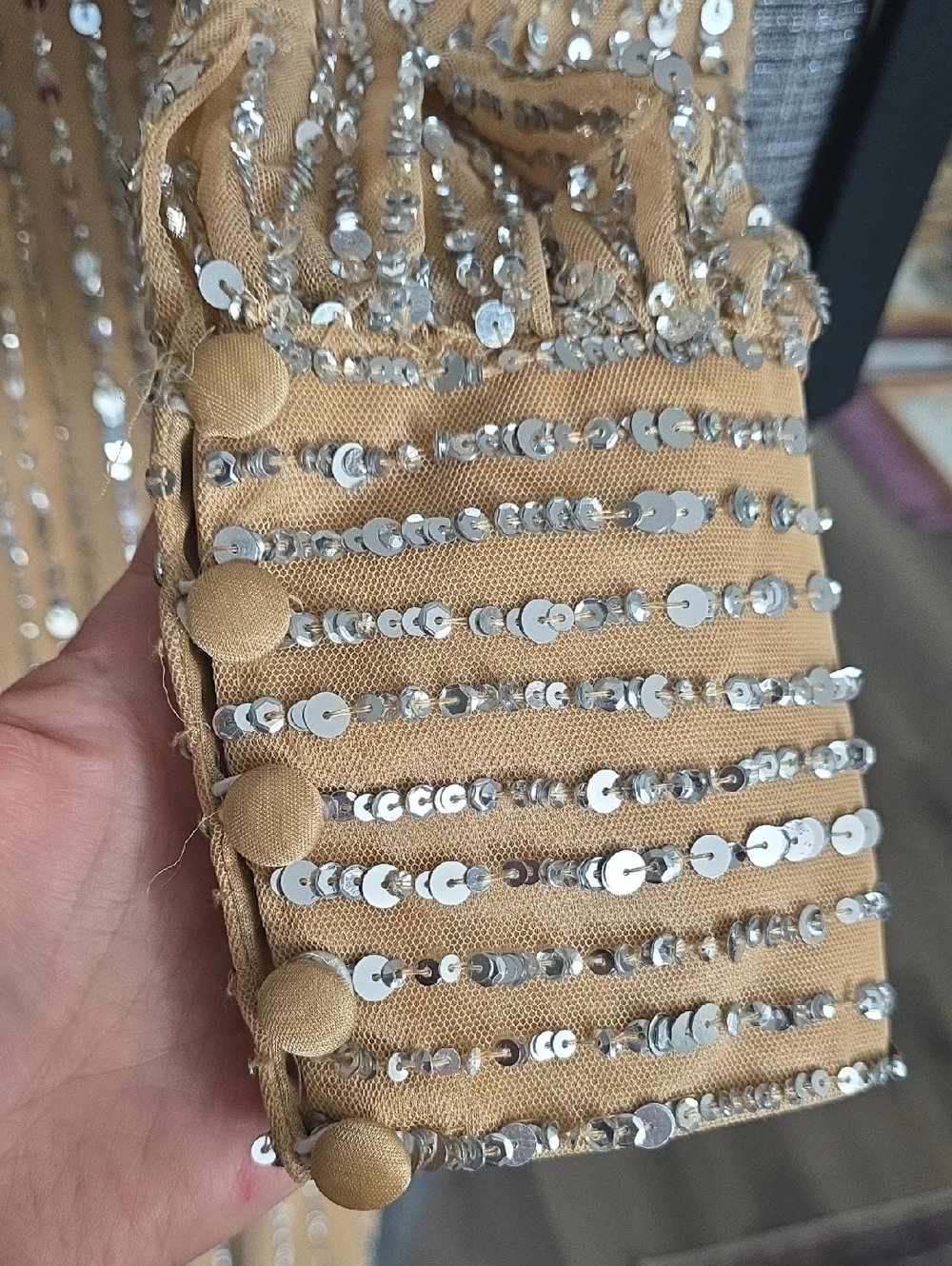 NWT MAC DUGGAL | $598 Long Sleeve Sequin Formal Gown - Picture 6 of 9